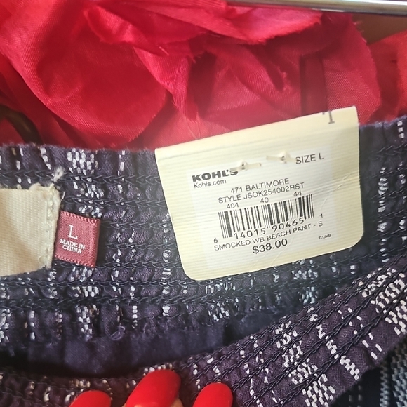 SO NWT Women's Blue and White Pants with Relaxed Fit Size Large - Picture 5 of 10